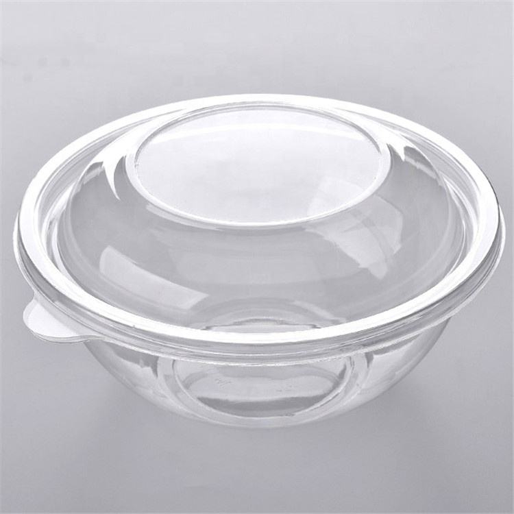 100% Biodegradable Takeaway Clear Round Compostable PLA Salad Bowl with Lid