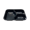 Model HS09 - 22 oz Rectangle 3 Compartment Black CPET Tray