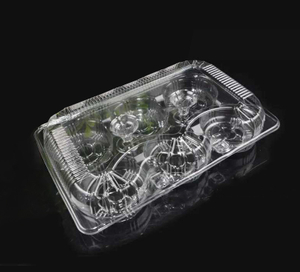 6 Compartment Clear PS Plastic Egg Tart Container, Rectangular Hinged Muffin Cake Mooncake Box
