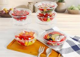 HSQY 7.5 X 6.3 X 1.8 Inch Clear PET Plastic Tamper Resistant Hinged Salad Container