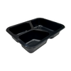Model 008 - 25 oz. Rectangle 3 Compartment Black CPET Tray (Y)
