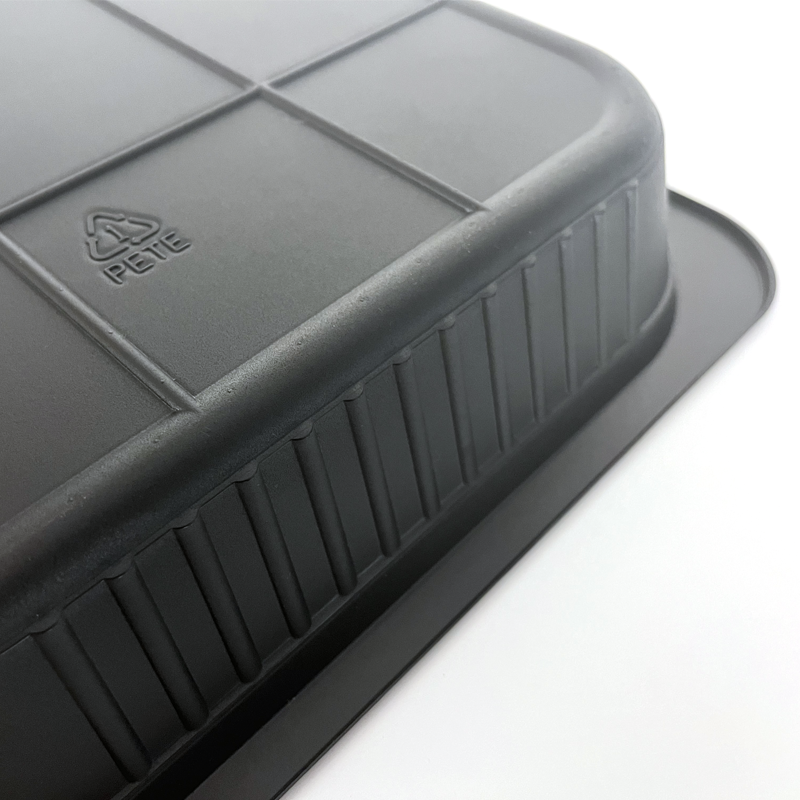 Model 003 - 88 oz Rectangle Black CPET Container