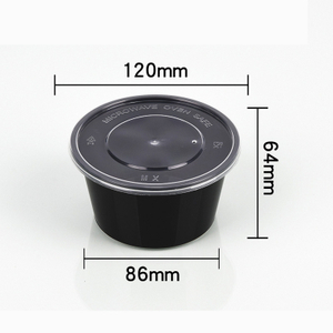 hsqy 15 oz a ni. Disposable round black PP plastic takeout lunch bowl a khuhna a awm bawk.
