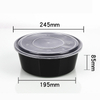 HSQY 85 oz. Disposable Round Black PP Plastic Takeout Lunch Bowl With Lids