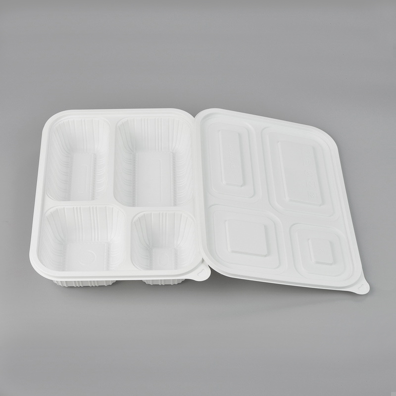 100% Compostable 4-Compartment PLA Lunch Box with Lids