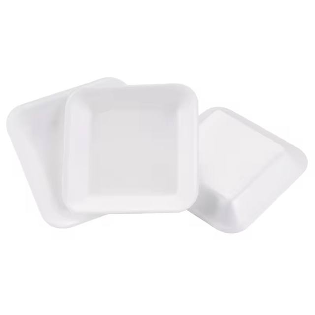 5.5 in x 5.5 in Square PS Foam Food Tray, Disposable Foam Supermarket Tray