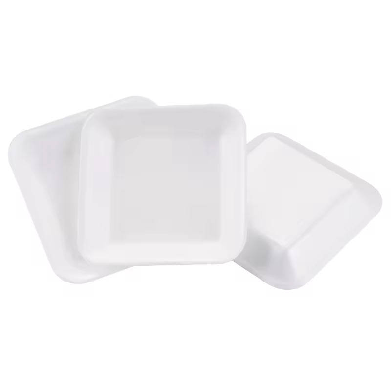 5.5 in x 5.5 in Square PS Foam Food Tray, Disposable Foam Supermarket Tray