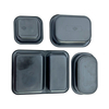 Model 025 - 23 oz Rectangle 3 Compartment Black CPET Tray