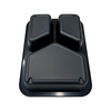 Model 008 - 25 oz. Rectangle 3 Compartment Black CPET Tray (Y)
