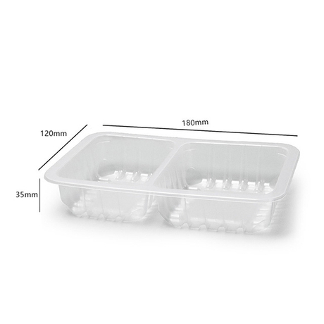 HSQY 7.09X4.72X1.38 In 2 Compartment Rectangle Clear Plastic PP High Barrier Tray