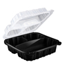HSQY 6 x 6 x 3" Dual-Color PP Plastic Burger Hinged Lid Takeout Container
