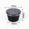 HSQY 34 oz. Disposable Black PP Plastic Takeout Lunch Bowl With Lids