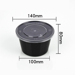 hsqy 27 oz a ni. Disposable round black PP plastic takeout lunch bowl a khuhna a awm bawk.