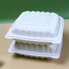HSQY 6 x 6 x 3" White Polypropylene Plastic Burger Hinged Lid Takeout Container