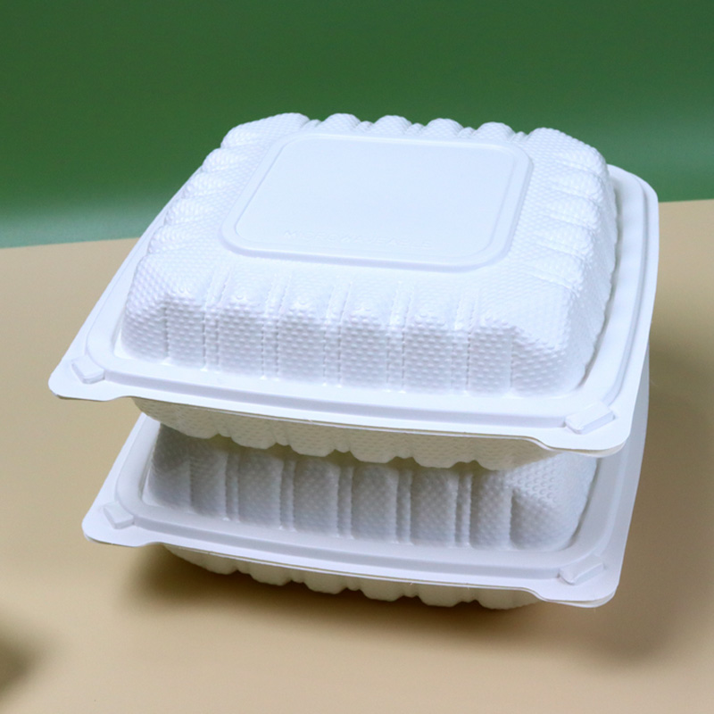 HSQY 6 x 6 x 3" White Polypropylene Plastic Burger Hinged Lid Takeout Container