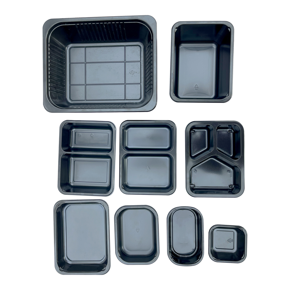 Model 031 - 17 oz Rectangle Black CPET Tray 