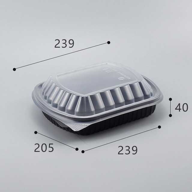 Hsqy 36oz 1 2 3 predal za enkratno uporabo črne PP Plastic Takeut kosilo s pokrovi s pokrovi