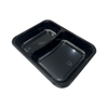 Model HS31 - 15 oz Rectangle 2 Compartment Black CPET Tray