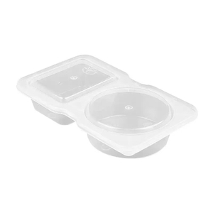 HSQY 5oz 2-Cavity Rectangle Clear Plastic Sauce Cup with Lid