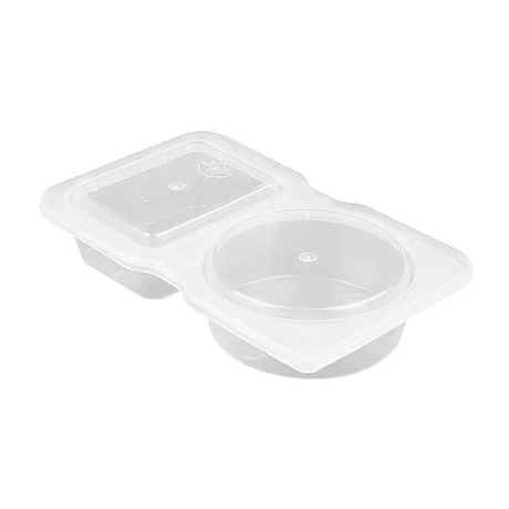 HSQY 5oz 2-Cavity Rectangle Clear Plastic Sauce Cup with Lid