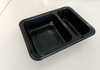 Model HS12 - 34 oz Rectangle 2 Compartment Black CPET Tray