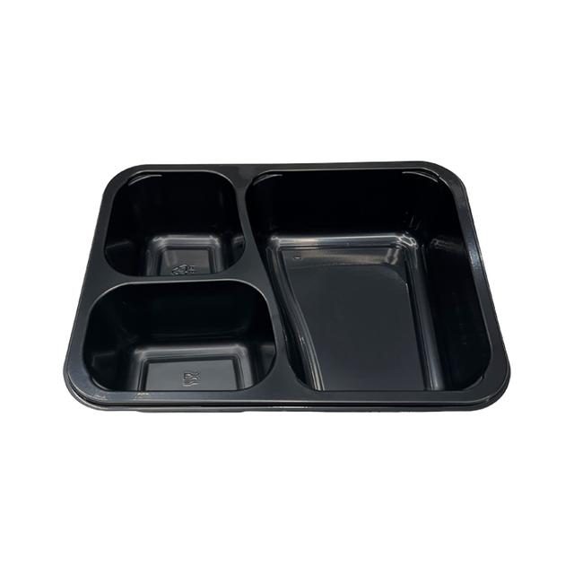 Model HS18 - 47 oz rechthoek 3 Compartiment Black CPET -lade