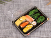 HSQY 10 x 1.18 Inch 5 Compartment Round Sushi Party Tray Container with Lid