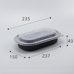 HSQY 25oz 30oz 1 2 3 Fach Schwarz PP Kunststoff Takeout Lunchbox Container mit Deckel