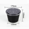 HSQY 34 oz. Disposable Black PP Plastic Takeout Lunch Bowl With Lids