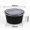 HSQY 50 oz. Disposable Round Black PP Plastic Takeout Lunch Bowl With Lids