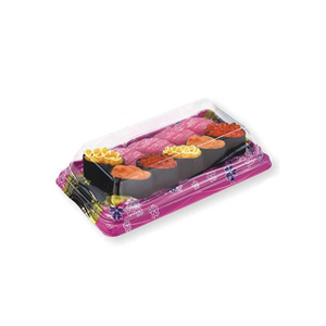 HSQY 6.7 X 4 X 0.9 Inch Urukiramende Sushi Tray Igikoresho hamwe na Lid