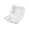 8" 9" 3 Compartment Bagasse Clamshell Containers, Take Out Food Boxes, 100% compostable