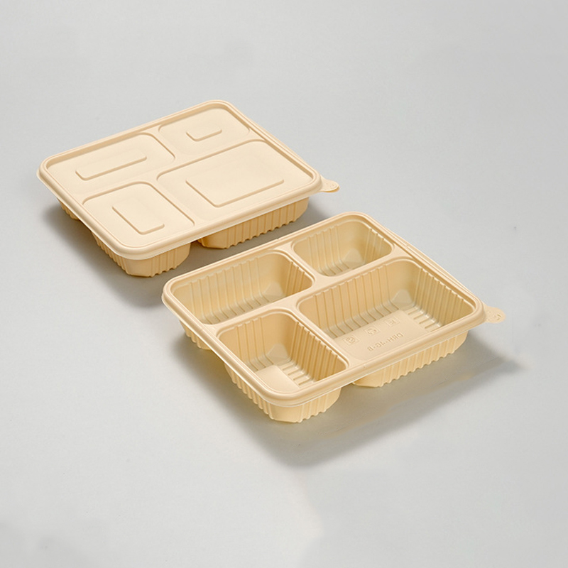 9"x9"x3" 1 3 Compartment Cornstarch Food Container, Disposable Cornstarch Clamshell Container with Hinged Lids