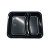 Model HS31 - 15 oz Rectangle 2 Compartment Black CPET Tray