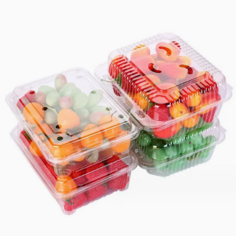 HSQY 4.1 X 4.1 X 1.6 Inch Clear PET Plastic Square Fruit Clamshells Container