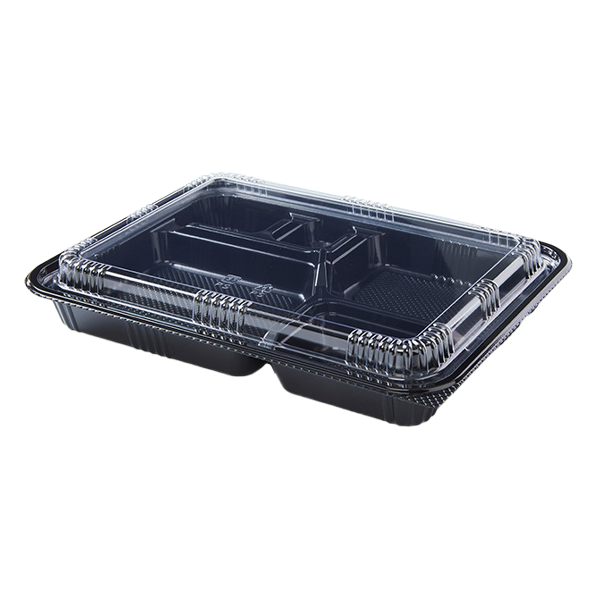 Non-Microwaveable Lunch Box, PS Rectangular Bento Box, 5 Compartments with Lid