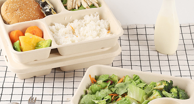 5 6 Compartment Bagasse Food Serving Tray, Disposable Serving Tray, 100% Compostable