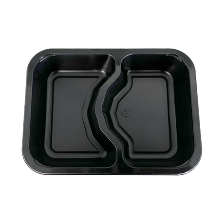 মডেল JC02 - 25 অজ আয়তক্ষেত্ৰ 2 কম্পাৰ্টমেণ্ট ক'লা CPET ট্ৰে