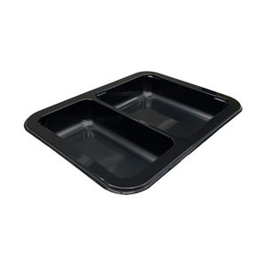 Model 018 - 41 oz Rectangle 2 Compartment Black CPET Tray