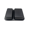 Model 018 - 41 oz Rectangle 2 Compartment Black CPET Tray