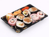 HSQY 10 x 1.18 Inch 5 Compartment Round Sushi Party Tray Container with Lid