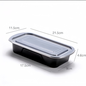 HSQY 25oz 30oz 1 2 3 Compartment Disposable Black PP Plastic Takeout Lunch Box Container With Lids