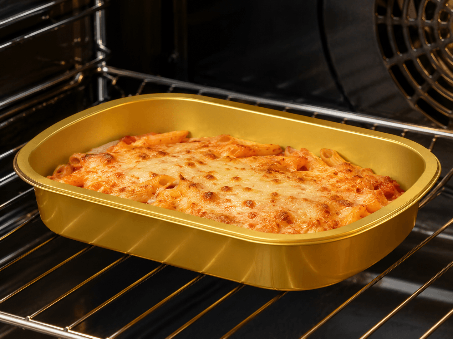 Single-Compartment Rectangular Gold CPET Food Tray