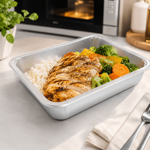 Single-Compartment Rectangular Silver CPET Food Tray