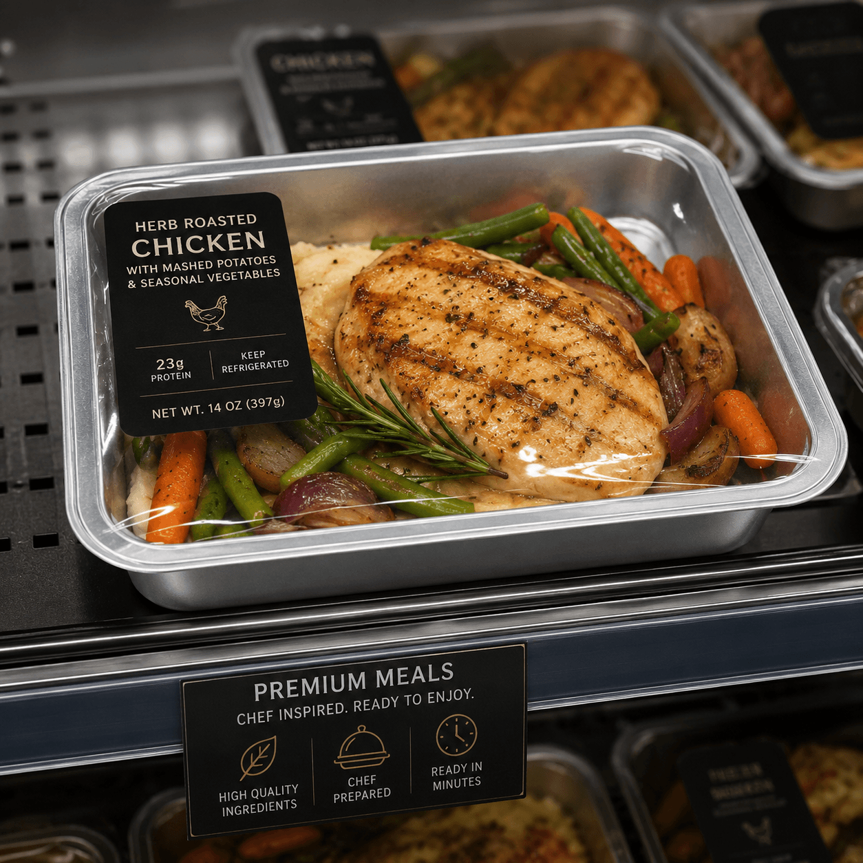 Single-Compartment Rectangular Silver CPET Food Tray