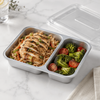 Double Compartment Rectangular Silver CPET Food Tray