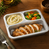 Three Compartment Rectangular Silver CPET Food Tray