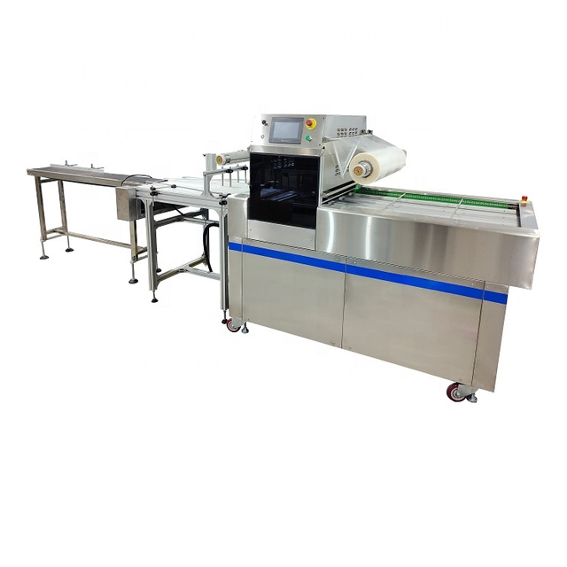 Continuous Gas Flush Map Tray Sealer, Automatic Commercial Food Tray Sealing Machine