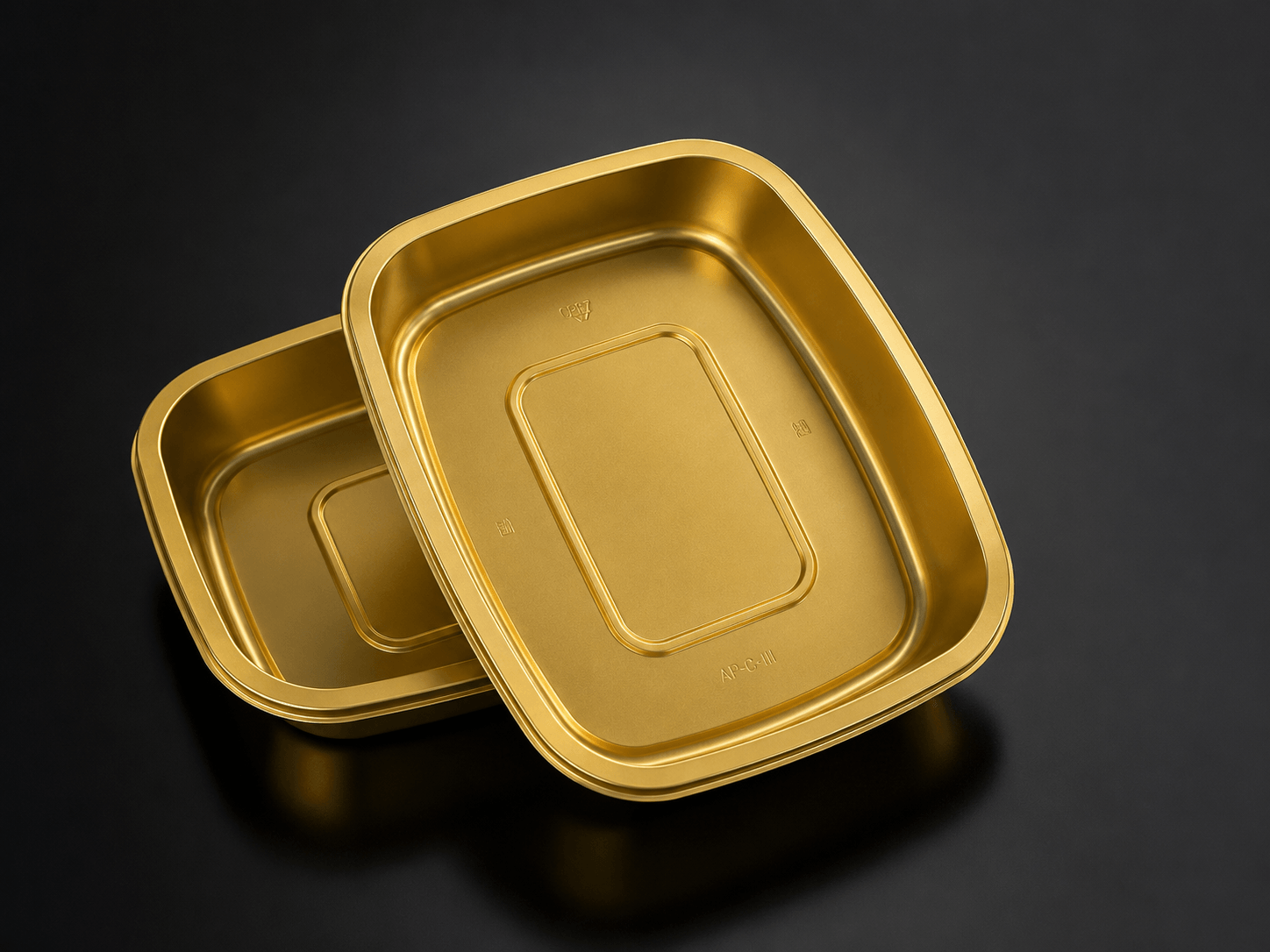 Single-Compartment Rectangular Gold CPET Food Tray