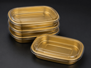 Single-Compartment Rectangular Gold CPET Food Tray